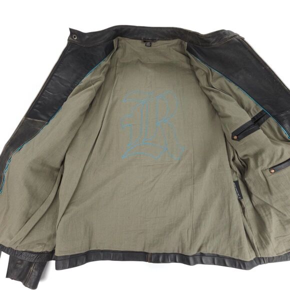 Rogue Distressed Black Leather Café Racer Jacket XL – Genuine Grain - Picture 10 of 13